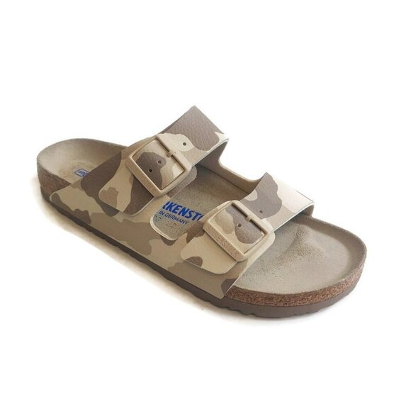 Birkenstock Mens Size 8 Arizona Birko-Flor Sandals Desert Soil Gray Taupe Camo